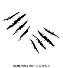 White background with animal claw scratch marks. Monster sharp. Black wound background