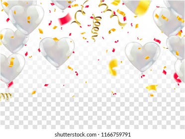 White background with white balloons, glossy balloons
