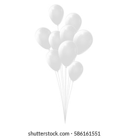 White background with white balloons, glossy balloons