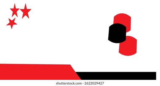 White background banner with additional red and black hexagon shapes.esp10