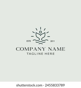 white background beach yoga whale tail logo