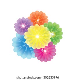 White background with a beautiful color flowers