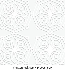 White Background with Beautiful Geometric Pattern Ornament