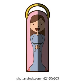 white background of beautiful virgin with pink mantle and aura with half shadow vector illustration