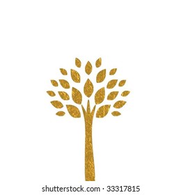 a white background with a big golden tree silhouette
