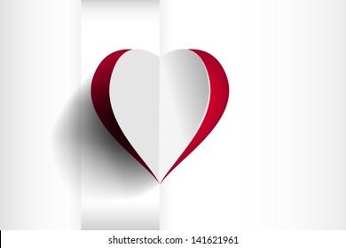White background with big red heart