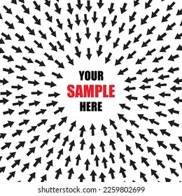White background with black arrows set in circle shape and sample text