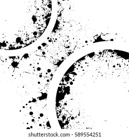 White background with black circle ink blots