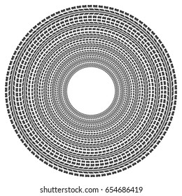 White background with black circle tire tracks