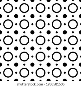 Fondo blanco y círculos negros. Patrón de fondo de pantalla medio, grande y pequeño. Vector.