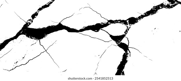 fondo blanco y grietas negras.	