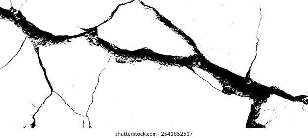 fondo blanco y grietas negras.	