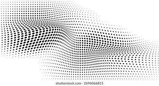 Weißer Hintergrund schwarz gepunktete abstrakte. Wellig gepunktete künstlerische Arbeit. Modernes Design. Vektorgrafik.