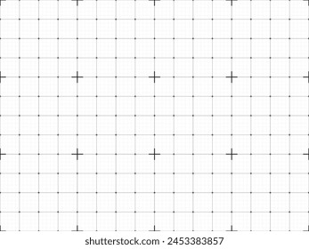 White background with black dotted grid lines creating a square pattern. Template platform for technology, user interface, industry, science, blueprint, or infographic concept. Vector illustration