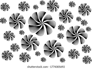 White background. Black floral patterns.