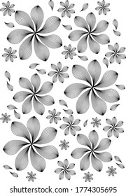 White background. Black floral patterns.