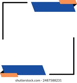 Fondo blanco con marco negro, Anuncios azules y naranjas. Adecuado para promociones, anuncios o diseños creativos que necesitan un toque de color.
