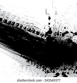 White background with black and gray grunge ink blots. eps10