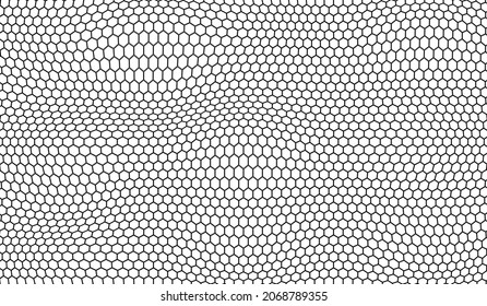 White background and black hexagon waves