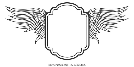 Un fondo blanco con una Imagen en blanco y negro de un marco alado