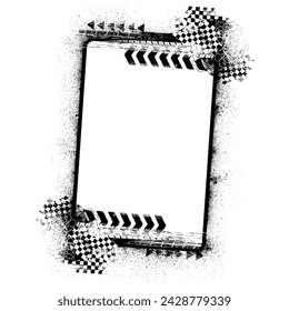 White background with black ink blots square frame