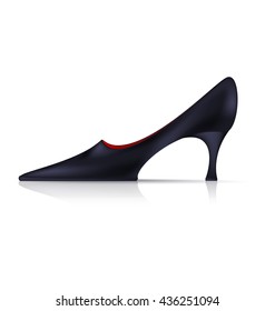 white background and the black ladys shoe