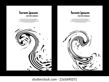 White background with black liquid abstract ornament