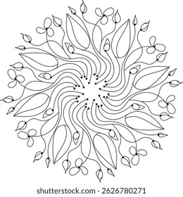 white background and black mandala flower for illustration