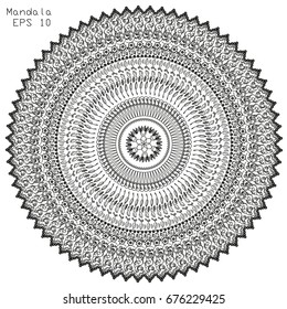 White background. Black mandala. Vector