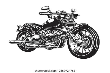 White background black motorcycle vector illustration. 