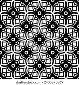 White background with black pattern. Seamless texture for fashion, textile design,  on wall paper, wrapping paper, fabrics and home decor. Simple repeat pattern.