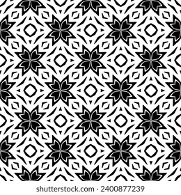 White background with black pattern. Seamless texture for fashion, textile design,  on wall paper, wrapping paper, fabrics and home decor. Simple repeat pattern.