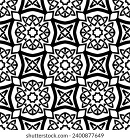 White background with black pattern. Seamless texture for fashion, textile design,  on wall paper, wrapping paper, fabrics and home decor. Simple repeat pattern.