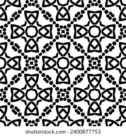 White background with black pattern. Seamless texture for fashion, textile design,  on wall paper, wrapping paper, fabrics and home decor. Simple repeat pattern.
