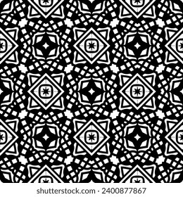 White background with black pattern. Seamless texture for fashion, textile design,  on wall paper, wrapping paper, fabrics and home decor. Simple repeat pattern.