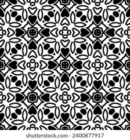 White background with black pattern. Seamless texture for fashion, textile design,  on wall paper, wrapping paper, fabrics and home decor. Simple repeat pattern.