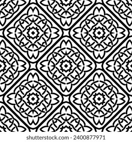 White background with black pattern. Seamless texture for fashion, textile design,  on wall paper, wrapping paper, fabrics and home decor. Simple repeat pattern.