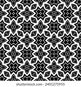 White background with black pattern. Seamless texture for fashion, textile design,  on wall paper, wrapping paper, fabrics and home decor. Simple repeat pattern.