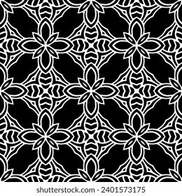 White background with black pattern. Seamless texture for fashion, textile design,  on wall paper, wrapping paper, fabrics and home decor. Simple repeat pattern.