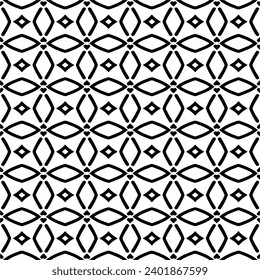 Weißer Hintergrund mit schwarzem Muster. Nahtlose Textur für Mode, Textildesign, Tapete, Wickelpapier, Stoffe und Wohnungsdekor. Einfaches Wiederholmuster.