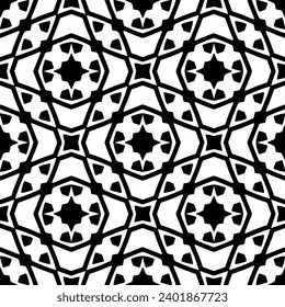 White background with black pattern. Seamless texture for fashion, textile design,  on wall paper, wrapping paper, fabrics and home decor. Simple repeat pattern.
