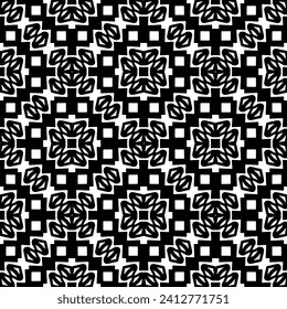 White background with black pattern. Seamless texture for fashion, textile design,  on wall paper, wrapping paper, fabrics and home decor. Simple repeat pattern.