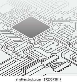 Weißer Hintergrund, schwarz-perspektivisch, elektrische Leiterplatten Silhouette