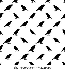 White background with black ravens.