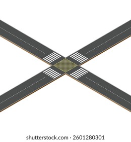 White background with black roads different levels and forms. Isometric road levels with shadows