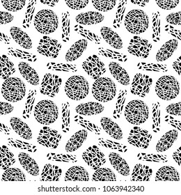 white background black shapes seamless pattern abstract