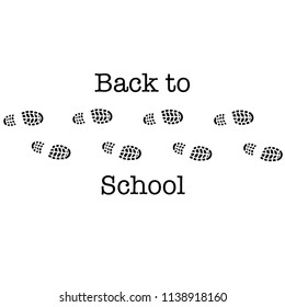 White background with black shoes tracks and Back to school text