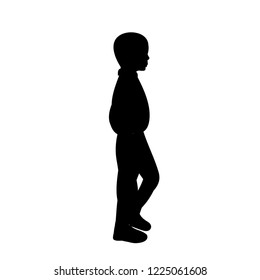 white background, black silhouette boy is walking