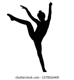 white background, black silhouette dancing girl jumping