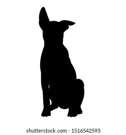 white background, black silhouette of a dog sitting